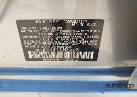 2021 Subaru Crosstrek Sport из США, поврежденный, VIN JF2GTHSC4MH218639